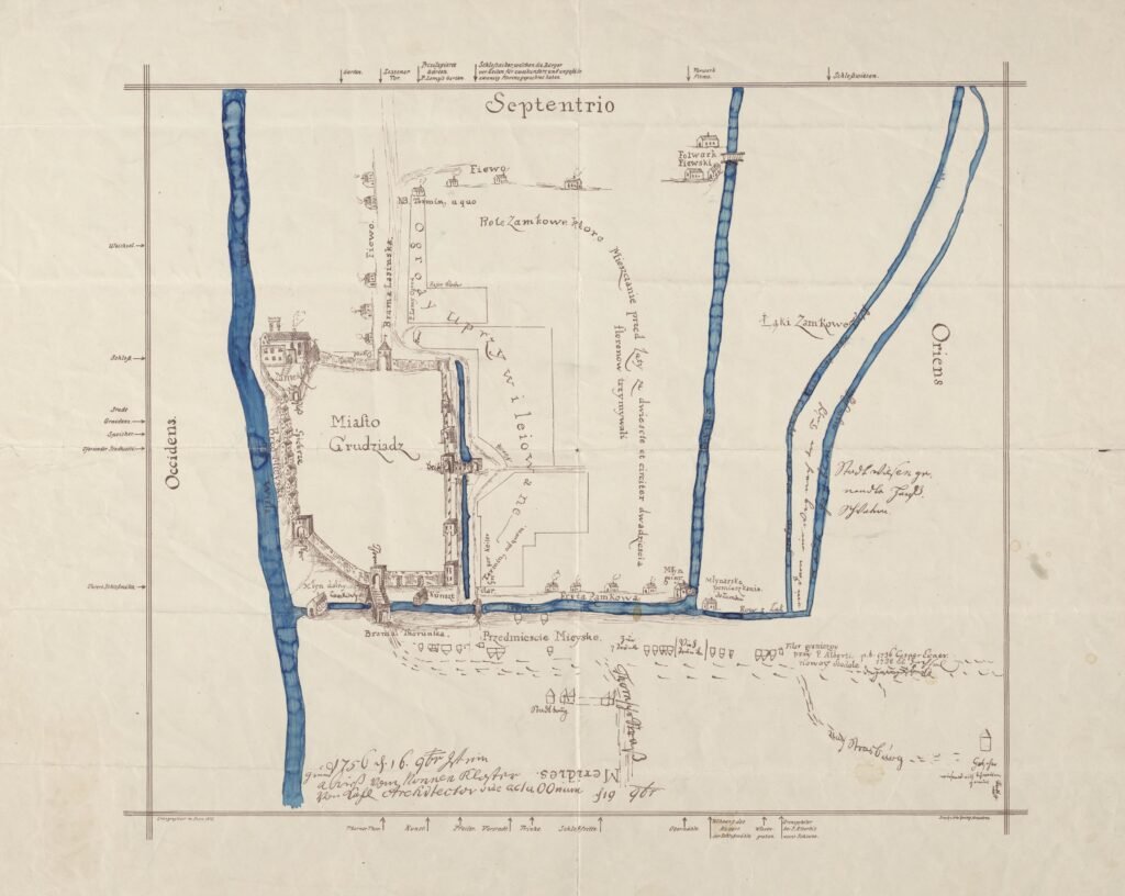 Plan przedmieść Grudziądza z 1756 r. Archiwum Państwowe w Gdańsku, sygn. 1126/611.